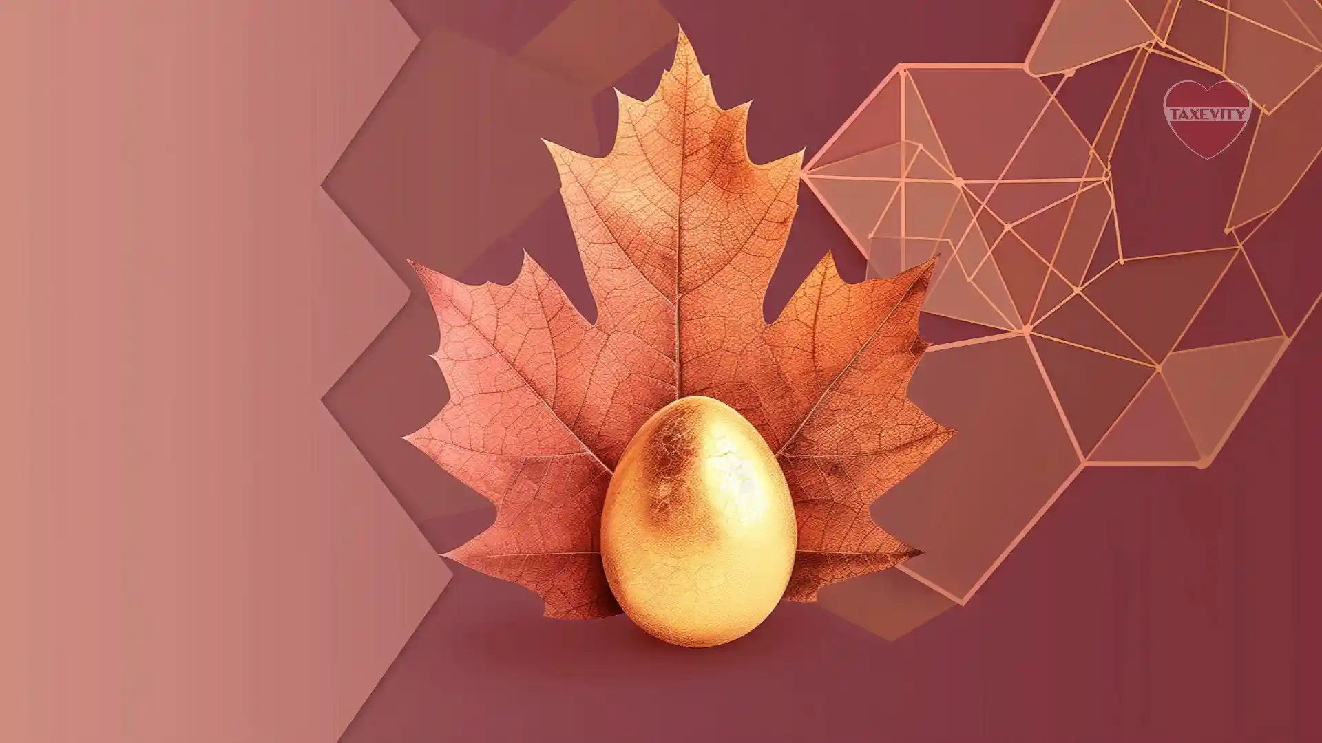 A golden egg, symbolizing retirement planning for entrepreneurs, nestled on a vibrant Canadian maple leaf.
