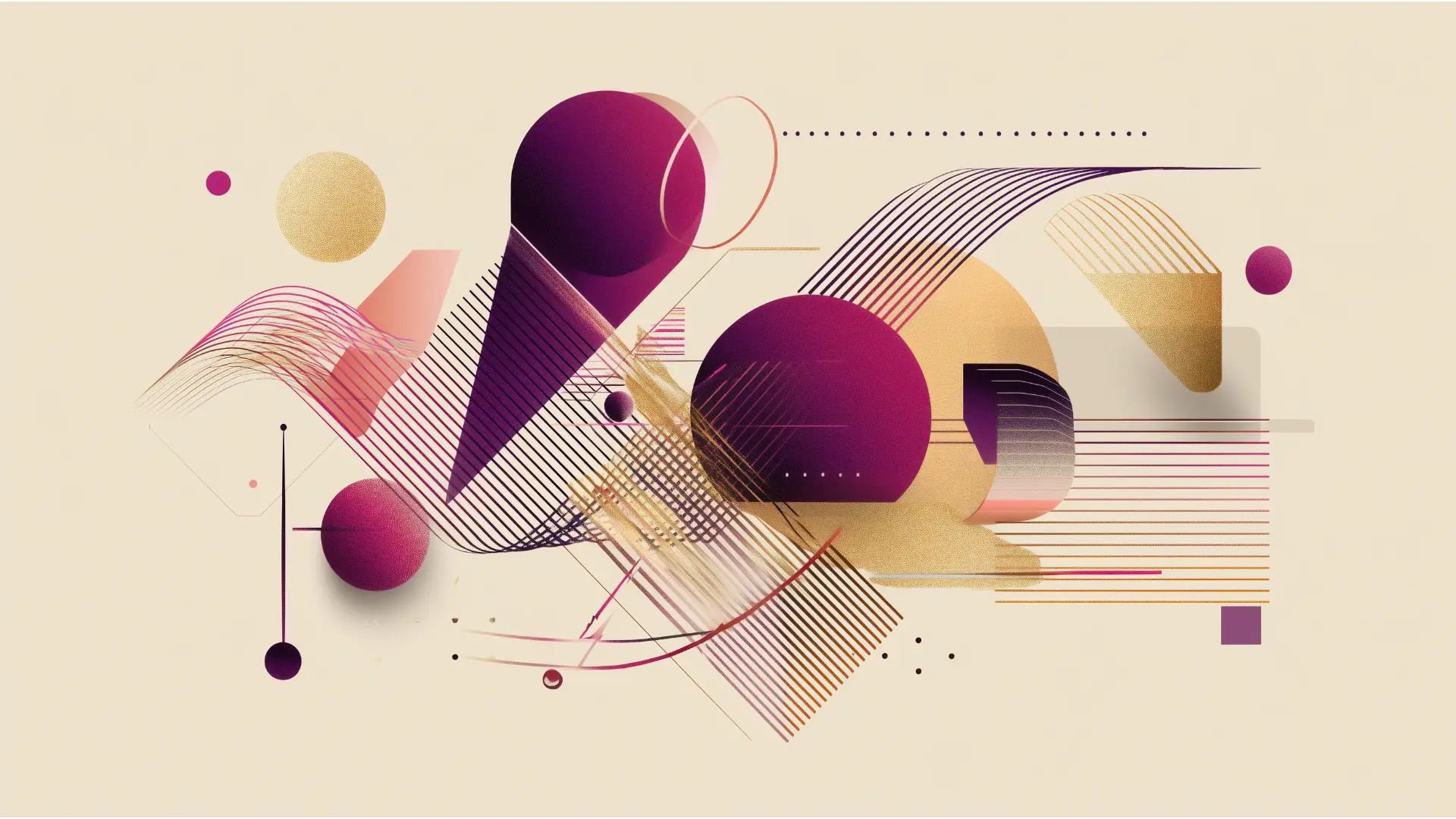 Abstract graphic illustrating IFA synergy: stable plum spheres representing insurance value are interwoven with dynamic gold lines representing investment growth potential.