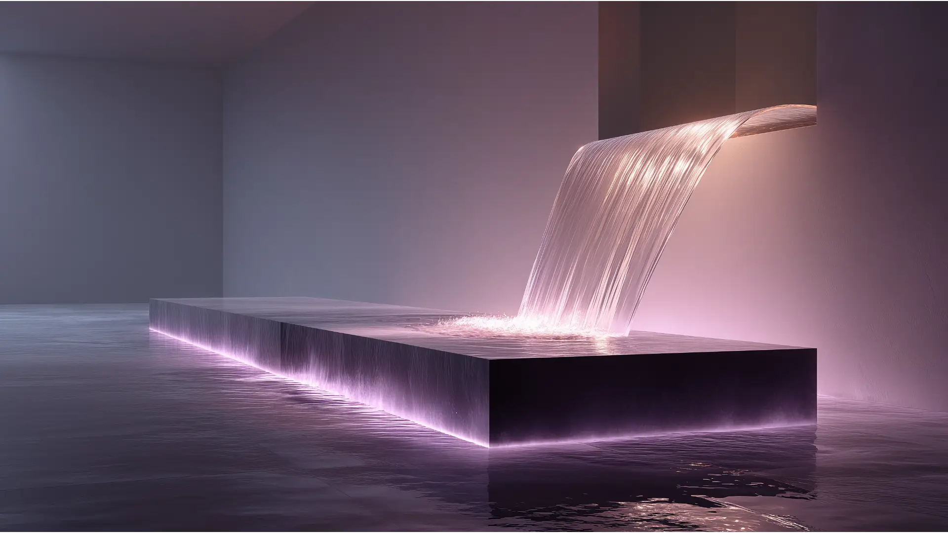 Abstract digital art of a luminous waterfall of light, representing capital, flowing seamlessly into a sleek, dark basin. This visualizes the efficient process of an Immediate Financing Arrangement for business owners.