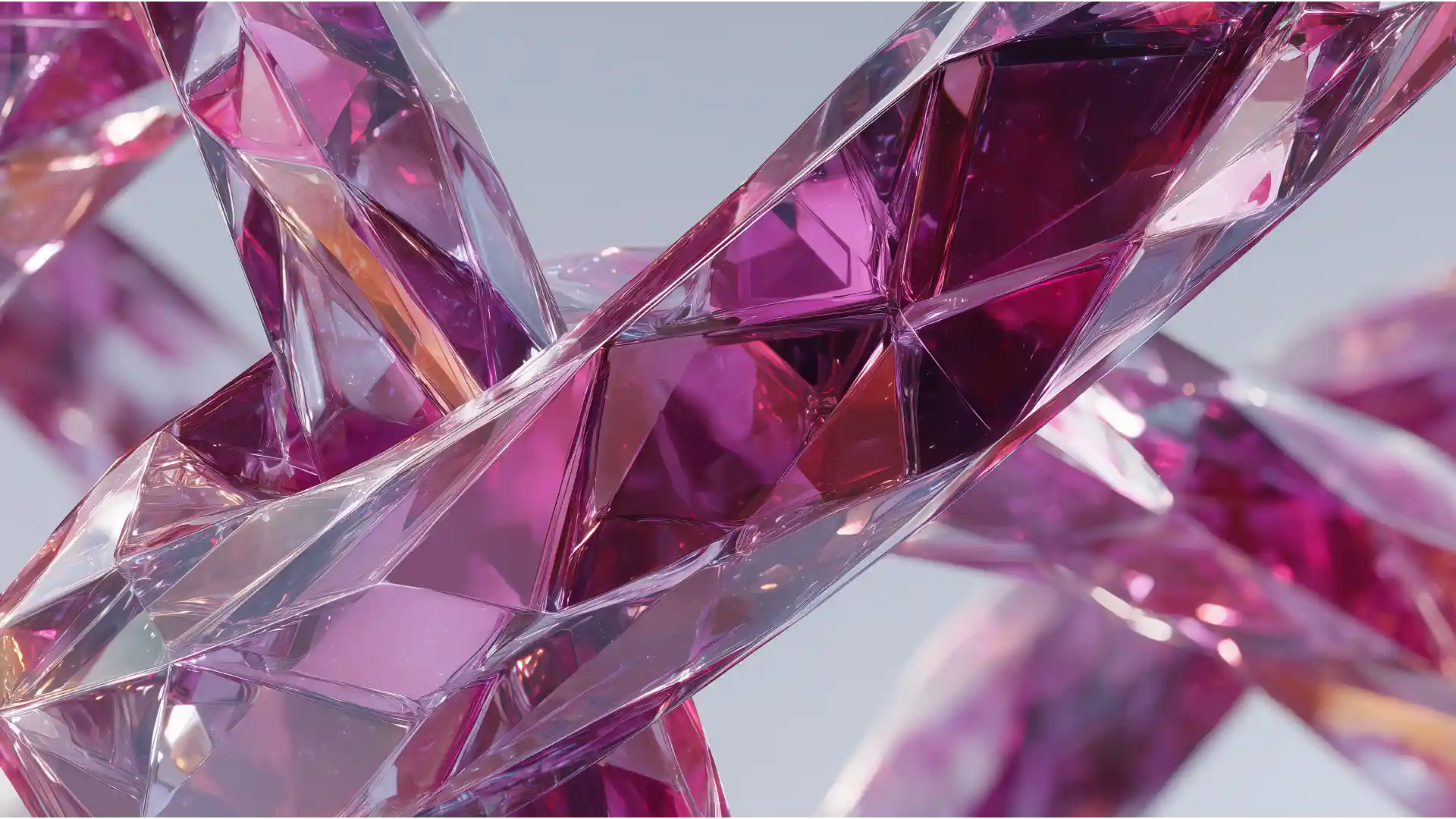 An abstract image of interlocking, geometric crystalline strands in shades of plum, representing the complex synergy of the IFA-Enhanced CDA corporate tax strategy.