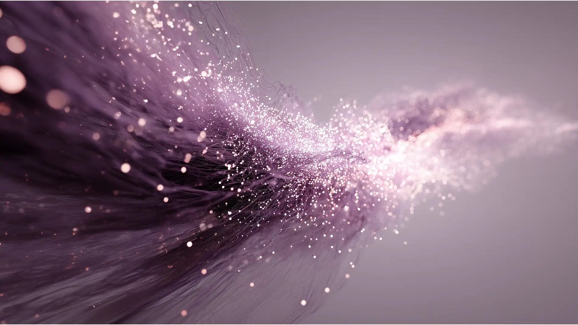 Abstract 3D rendering of a swirling vortex of glowing particles in shades of plum, representing the "perfect storm" of correlated market risks in a financial stress test for an Immediate Financing Arrangement.