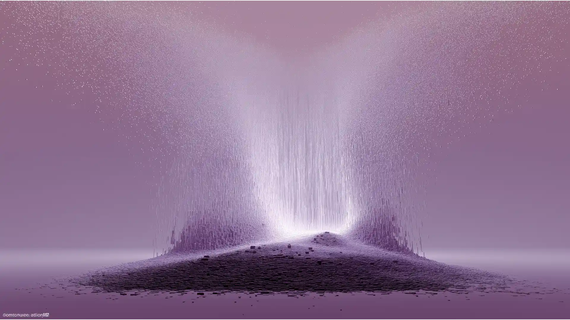 Abstract 3D visualization of a financial strategy unwinding, where a single stream of particles cascades downwards and splits into two powerful waterfalls, symbolizing a double tax event.