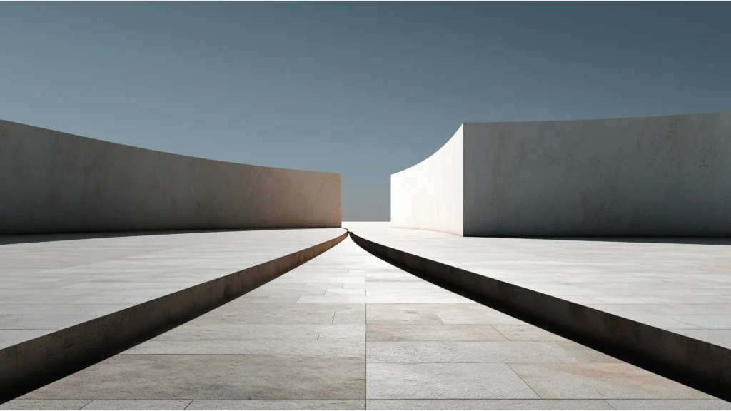 A minimalist image of a single stone pathway splitting into two distinct paths, symbolizing the strategic choice of whether an IFA is the right financial journey for you.