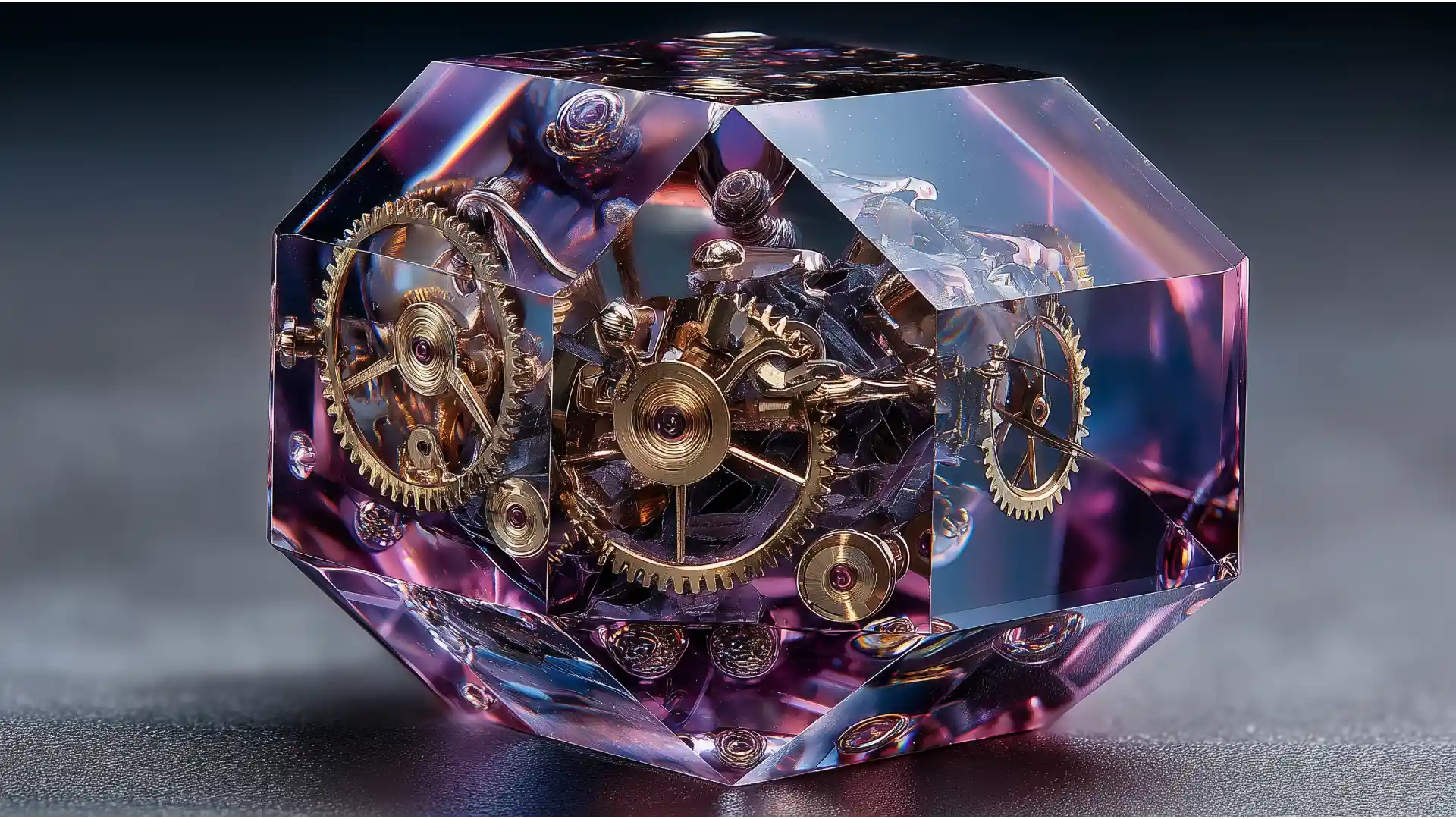 A faceted crystal revealing a complex clockwork mechanism inside, symbolizing the hidden complexity of an Immediate Financing Arrangement (IFA) and debunking common misconceptions about the strategy.