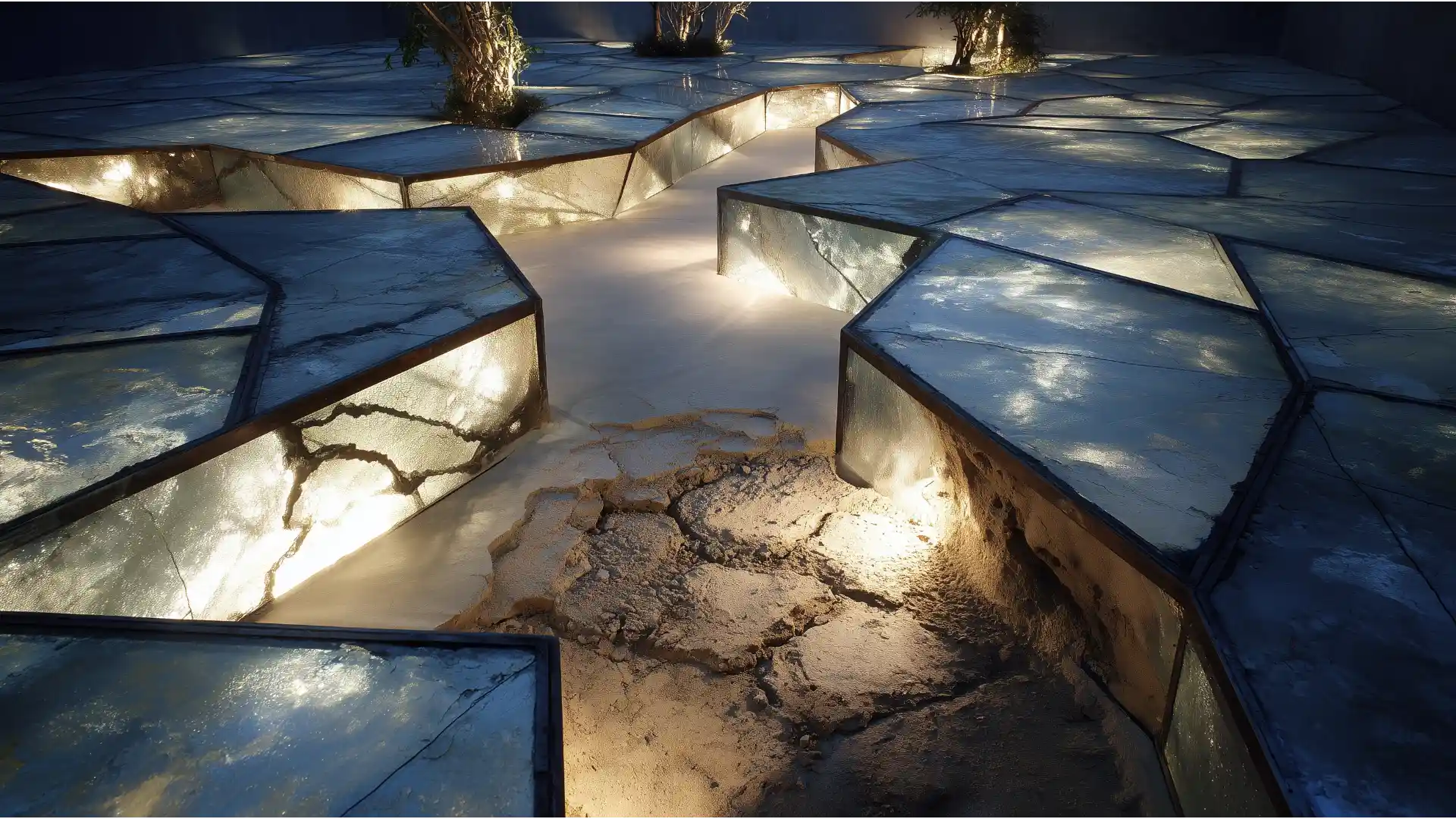 Abstract image of an illuminated but fractured glass pathway forking in a dark, complex space, symbolizing the difficult strategic choices when unwinding an Immediate Financing Arrangement (IFA).