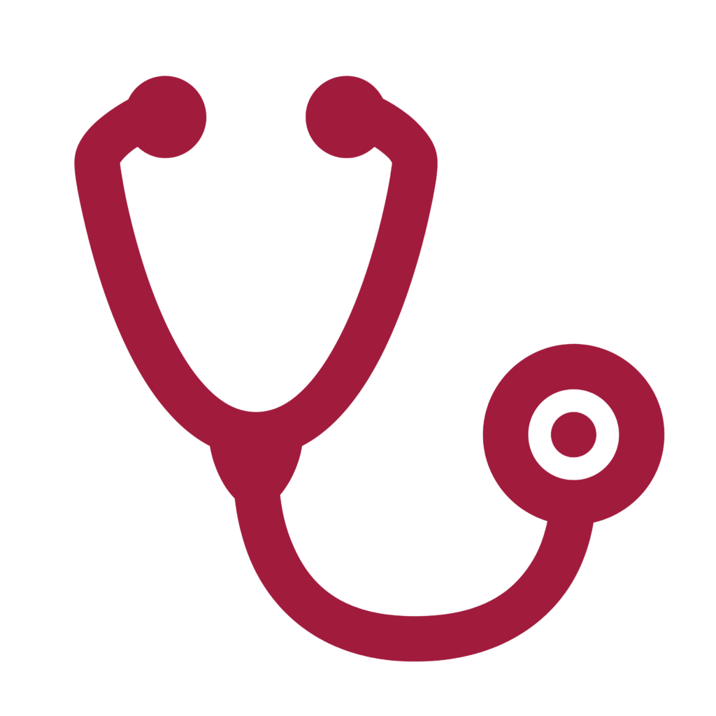 Rich Plum stethoscope icon representing health analysis and technical viability for Taxevity Insurance planning.
