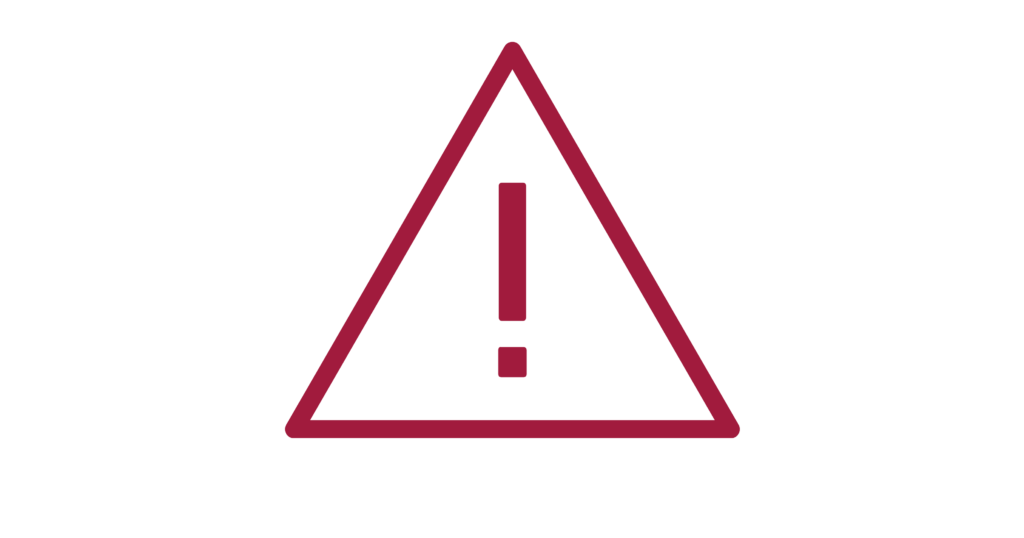 Rich plum triangle icon with a white exclamation mark representing a conditional status.