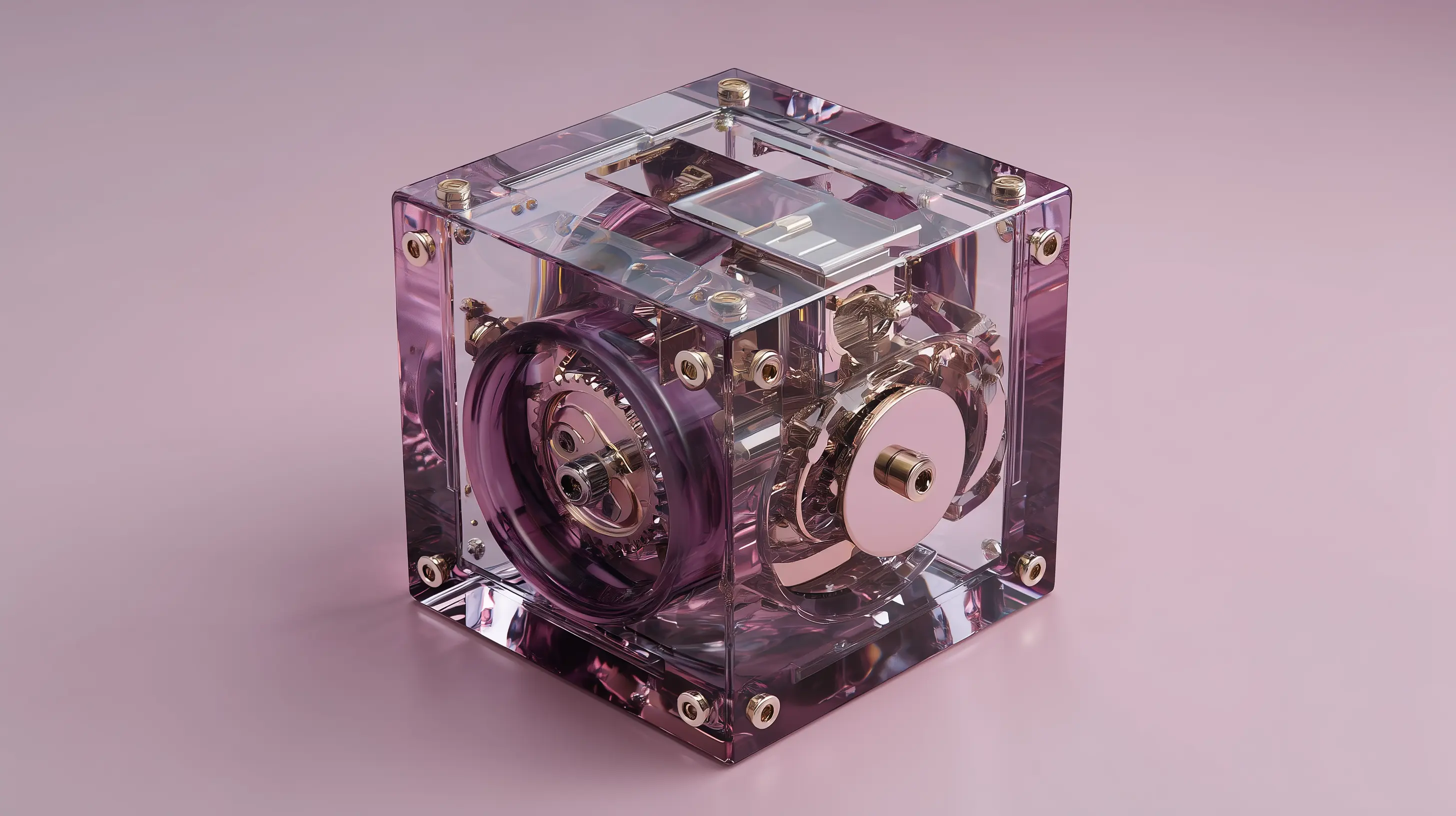 A 3D architectural rendering of a delicate mechanical core safely encased inside a robust transparent glass cube, symbolizing a medical resident's protected insurability and human capital.